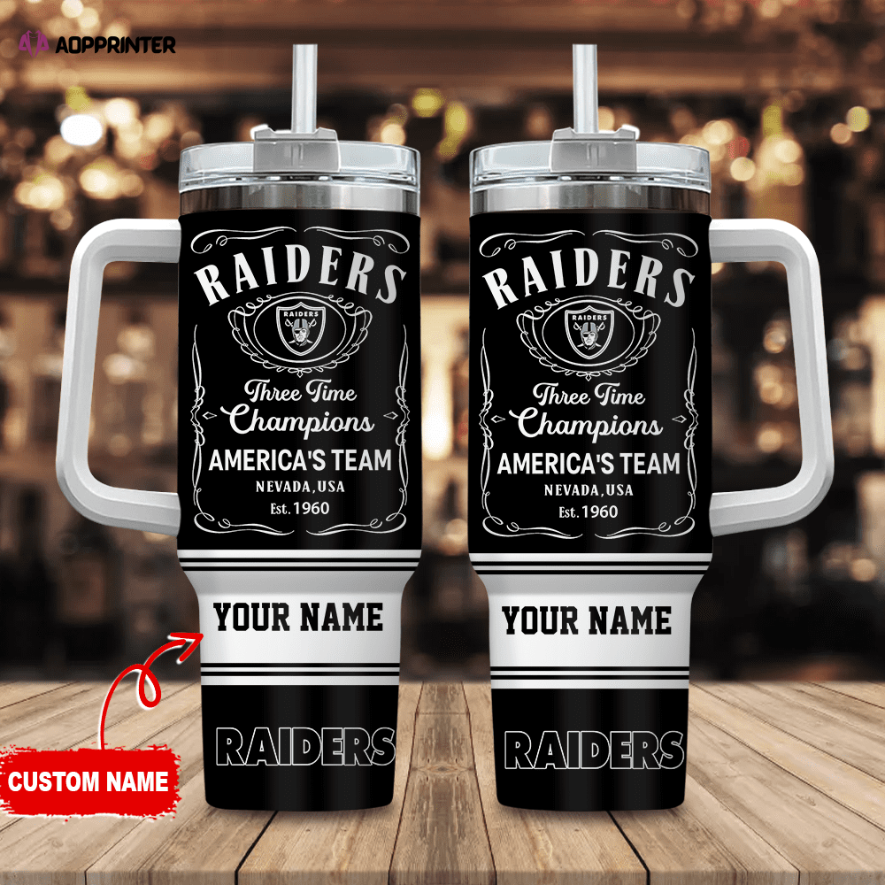 Las Vegas Raiders Personalized NFL Jack Daniel’s 40oz Stanley Tumbler Gift for Fans