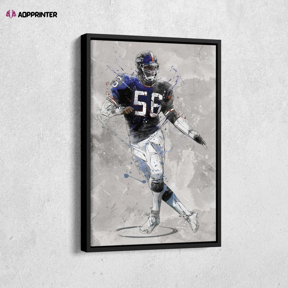 Lawrence Taylor Poster New York Giants NFL Canvas Wall Art Home Decor Framed Poster Man Cave Gift