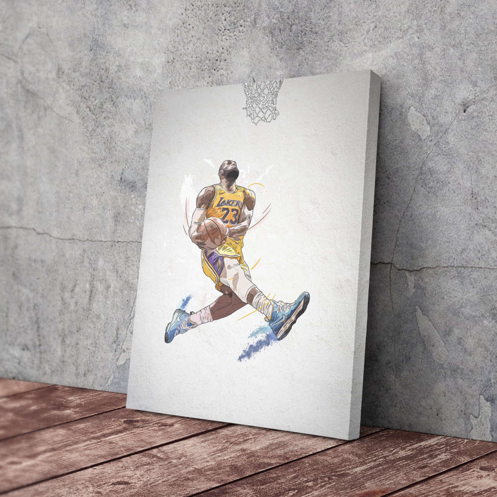 Lebron James Poster Dunk Los Angeles Lakers NBA Framed Wall Art Home Décor Canvas Print Artwork