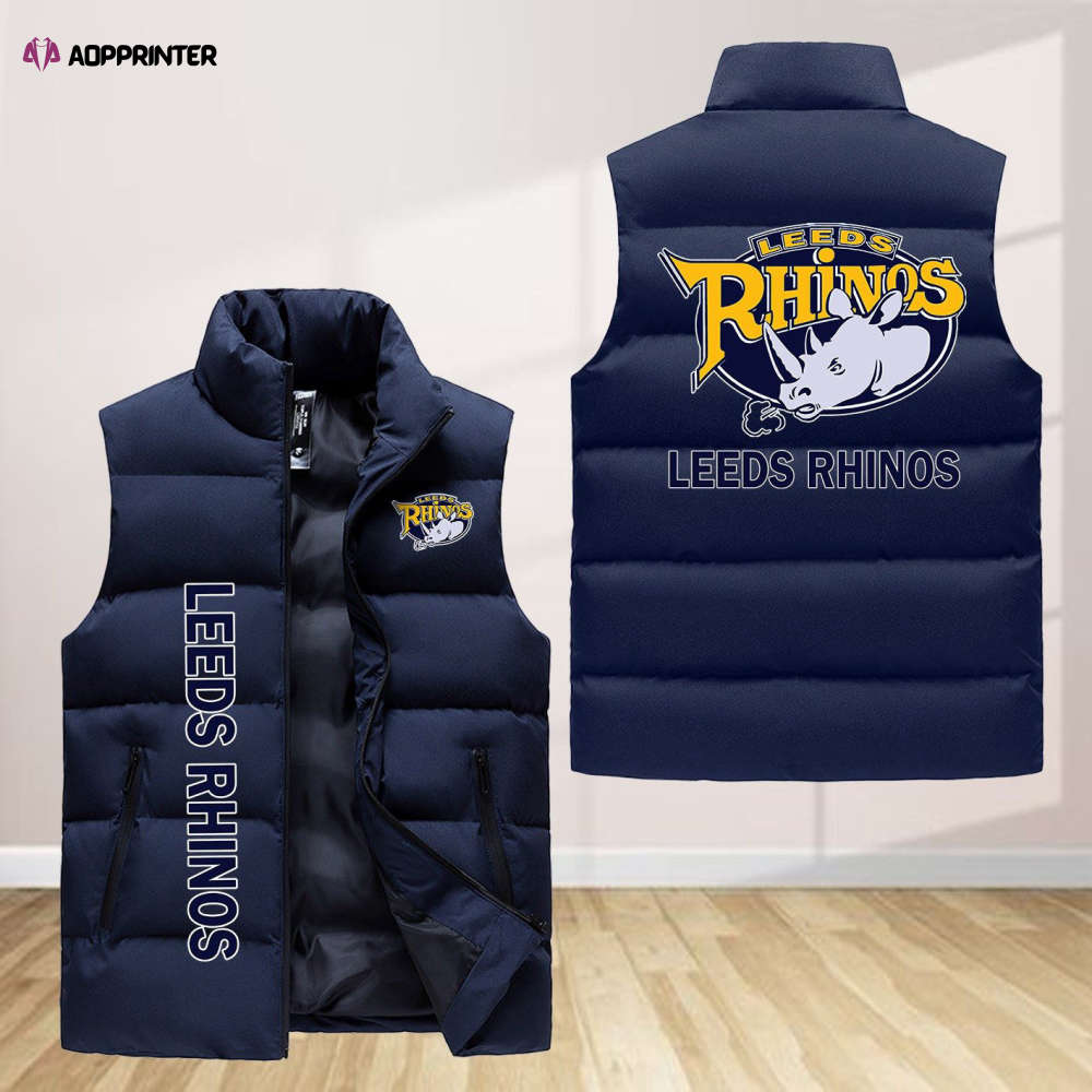 Leeds Rhinos Sleeveless Puffer Jacket Custom For Fans Gifts