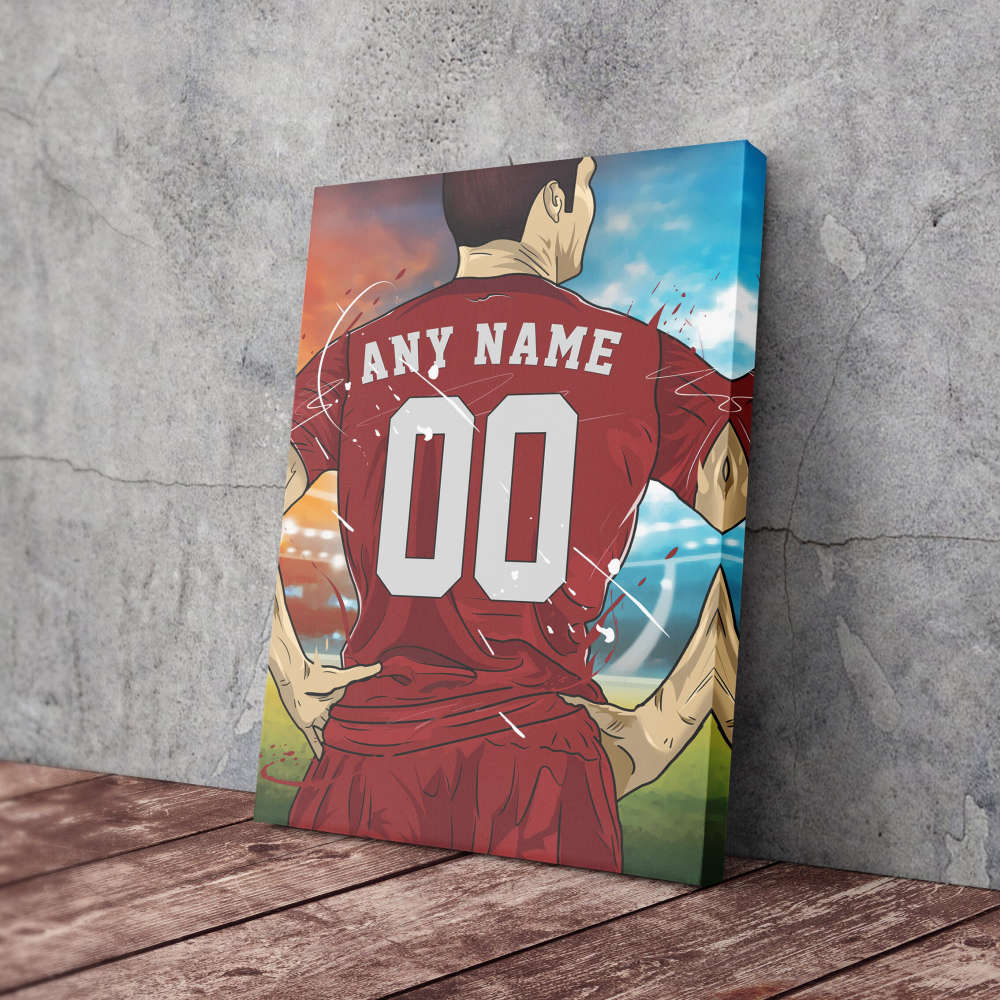 Liverpool F.C. Jersey Soccer Personalized Jersey Custom Name and Number Canvas Wall Art Home Decor Framed Poster Man Cave Gift