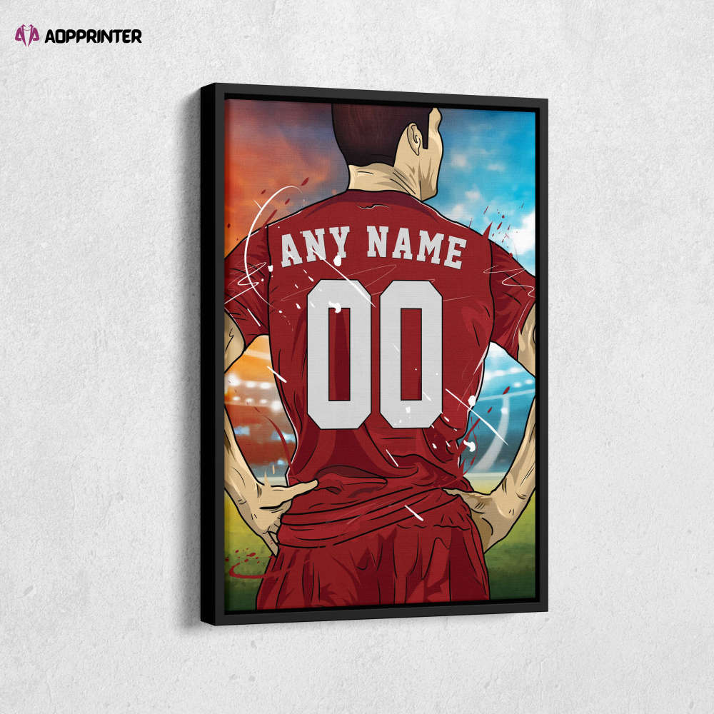 Liverpool F.C. Jersey Soccer Personalized Jersey Custom Name and Number Canvas Wall Art Home Decor Framed Poster Man Cave Gift