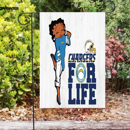 Los Angeles Chargers Betty Boop v44 Double Sided Printing   Garden Flag Home Decor Gifts