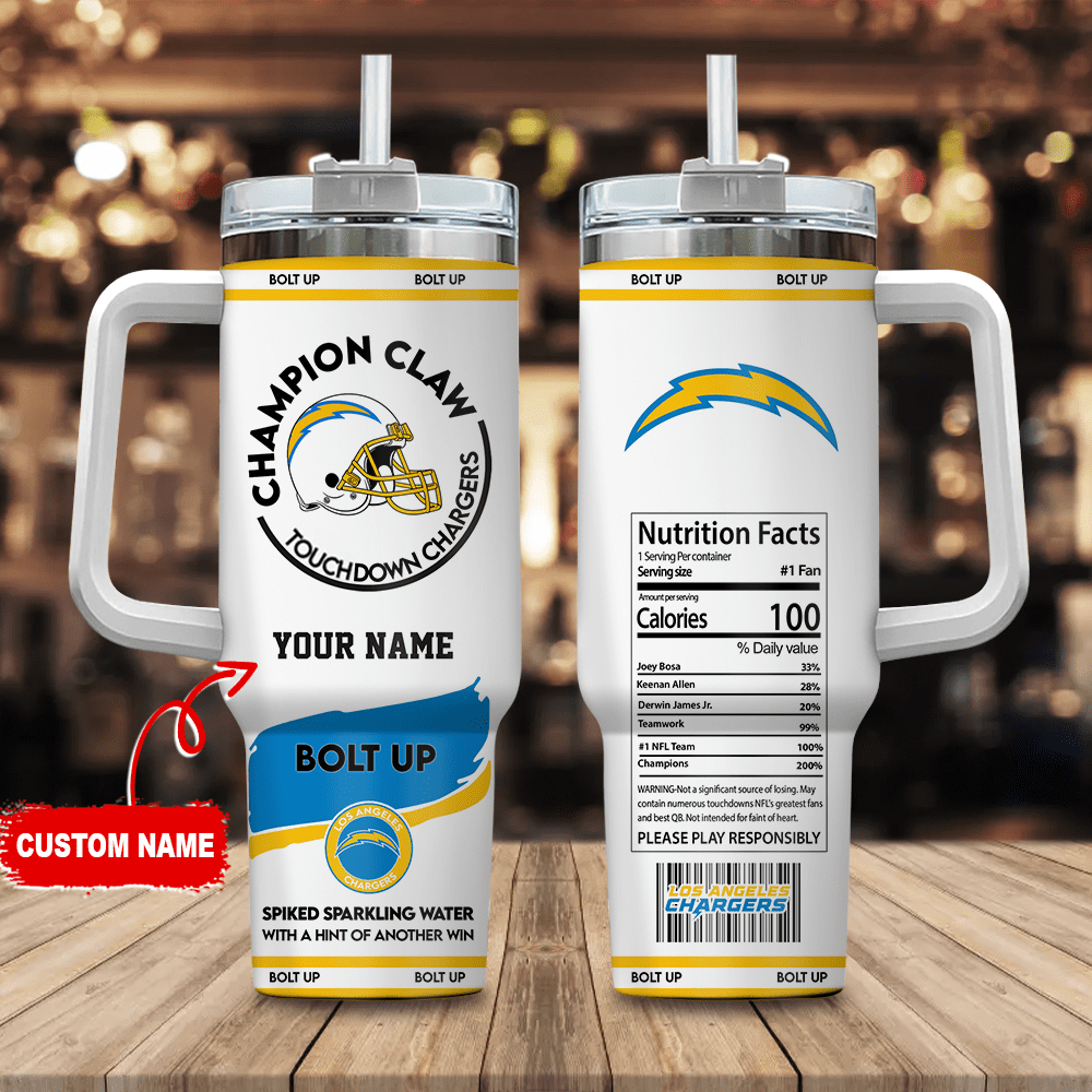 Los Angeles Chargers Champion Claw NFL Personalized Stanley Tumbler 40Oz Gift for Fans