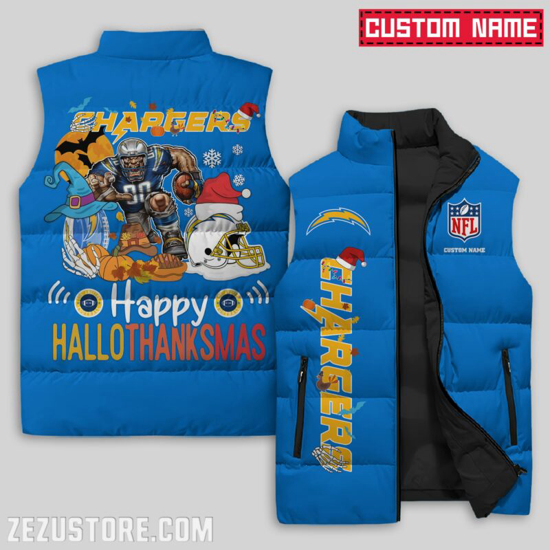 Los Angeles Chargers NFL Sleeveless Puffer Jacket Custom For Fans Gifts