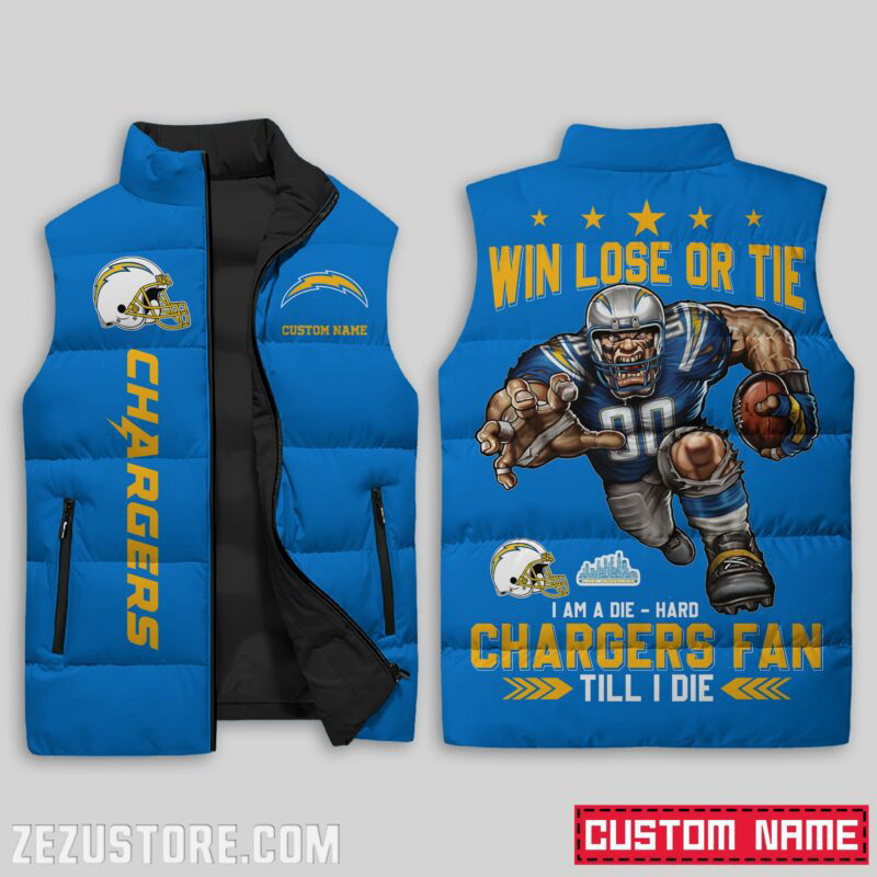 Los Angeles Chargers NFL Sleeveless Puffer Jacket Custom For Fans Gifts