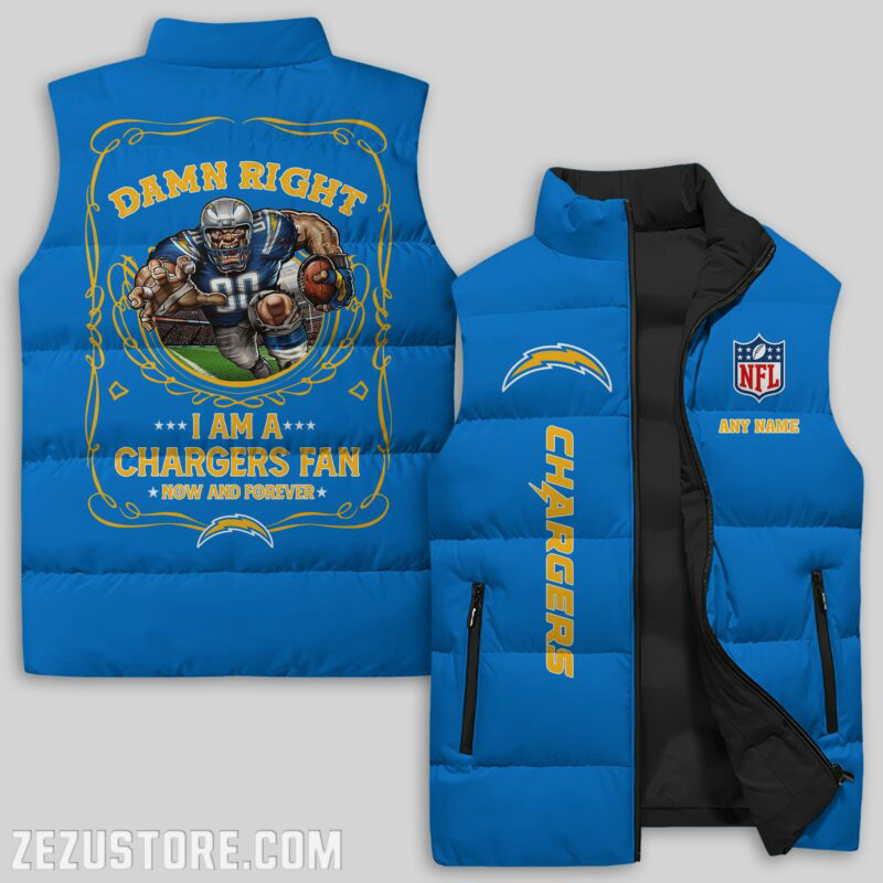 Los Angeles Chargers NFL Sleeveless Puffer Jacket Custom For Fans Gifts