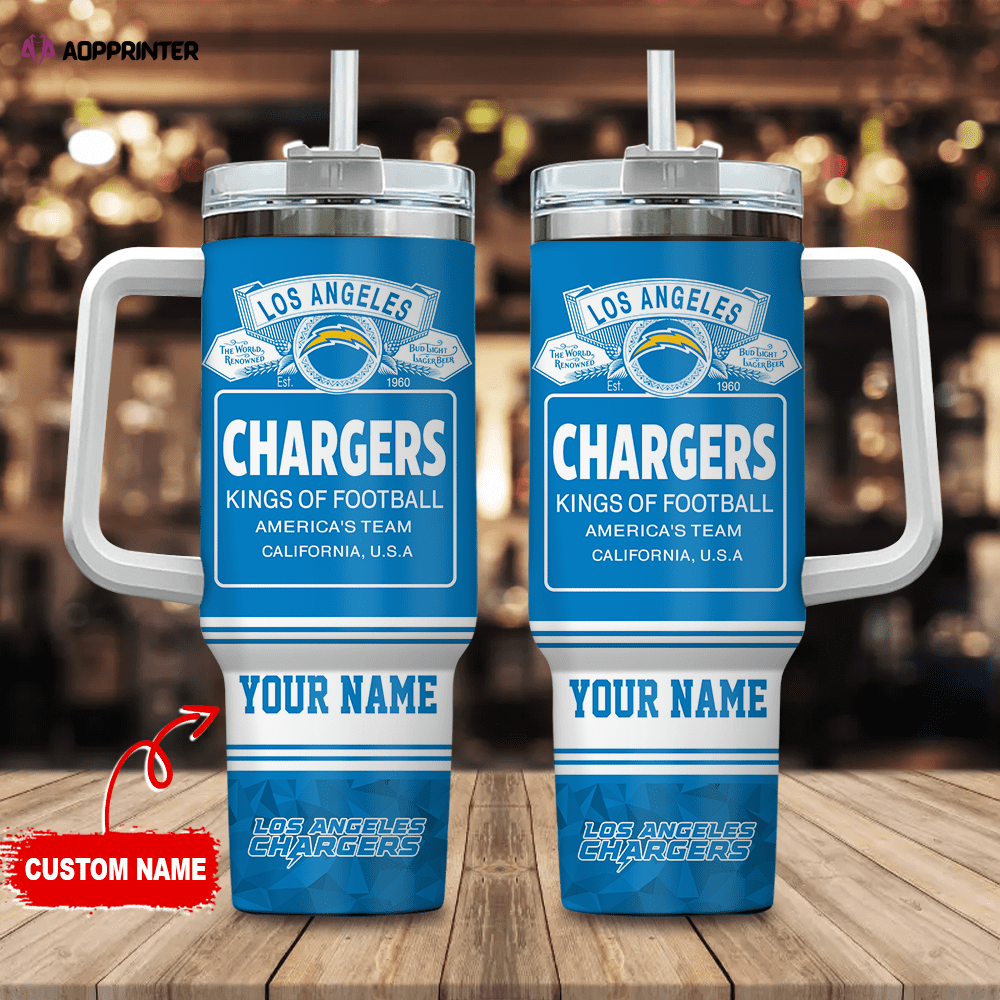 Los Angeles Chargers Personalized NFL Bud Light 40oz Stanley Tumbler Gift for Fans