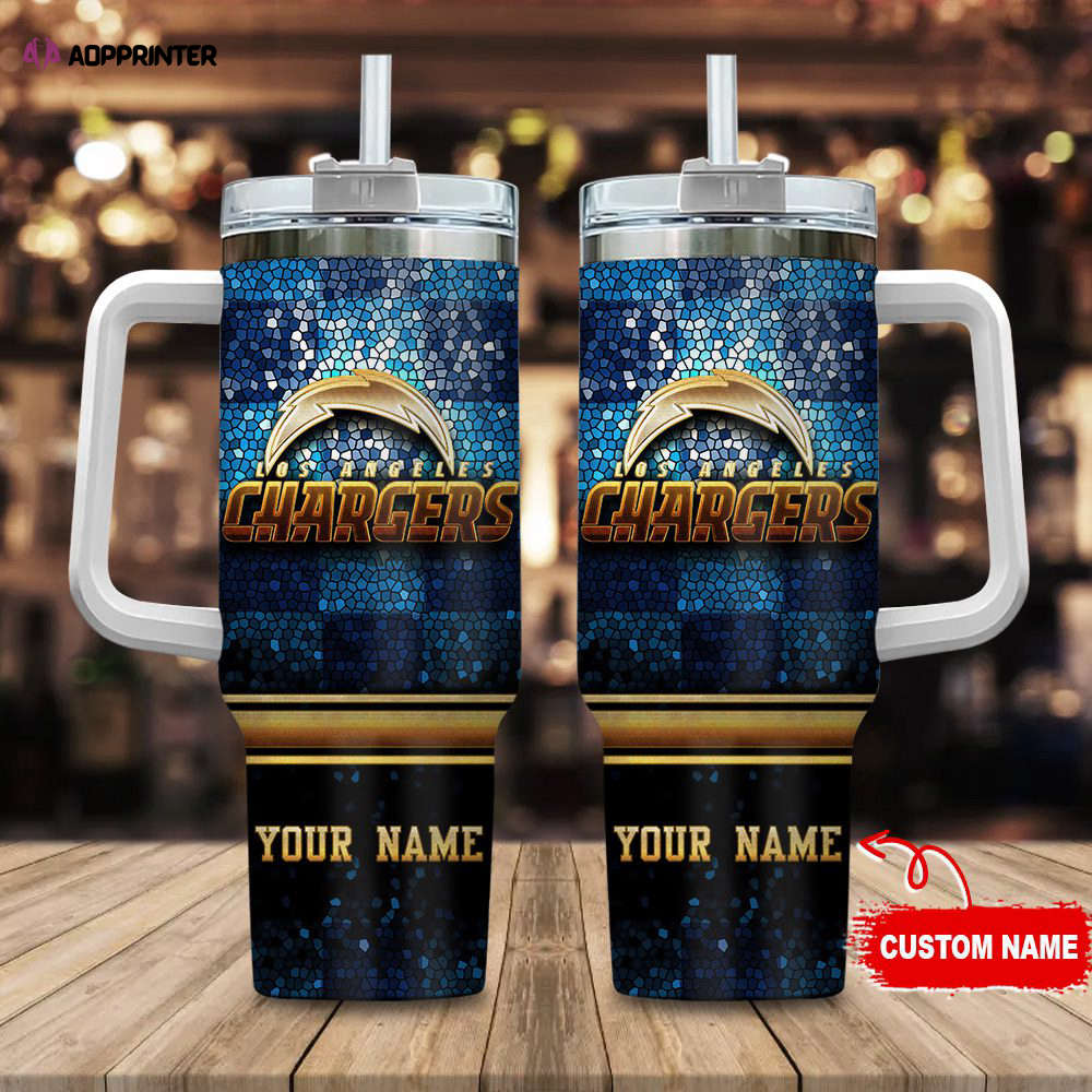 Los Angeles Chargers Personalized NFL Glitter 40oz Stanley Tumbler Gift for Fans