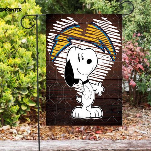 Los Angeles Chargers Snoopy v51 Double Sided Printing   Garden Flag Home Decor Gifts