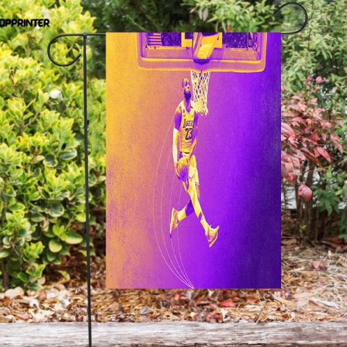 Los Angeles Lakers 23 LeBron James l6 Double Sided Printing   Garden Flag Home Decor Gifts