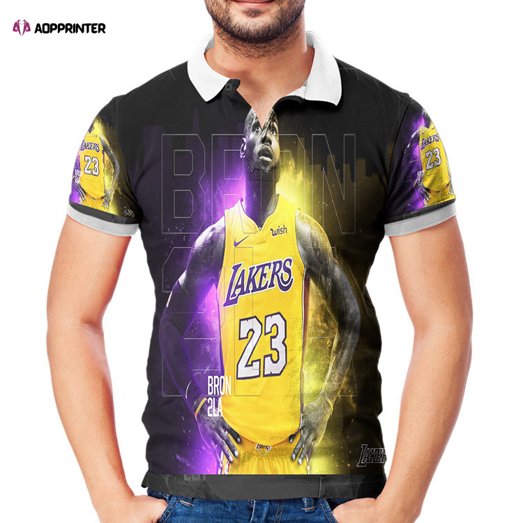 Los Angeles Lakers 23 Lebron James v41 3D Gift for Fans Polo Shirt