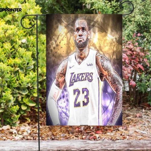 Los Angeles Lakers 23 Lebron James v51 Double Sided Printing   Garden Flag Home Decor Gifts Home Decor Gifts