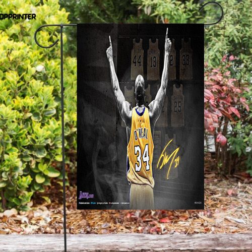 Los Angeles Lakers 34 O Neal Double Sided Printing   Garden Flag Home Decor Gifts