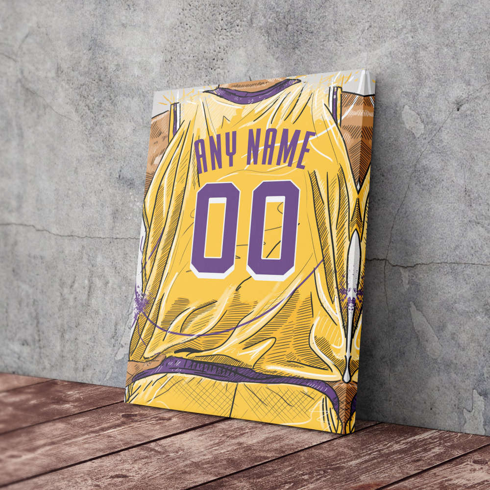 Los Angeles Lakers Jersey Personalized Jersey NBA Custom Name and Number Canvas Wall Art Home Decor Framed Poster Man Cave Gift