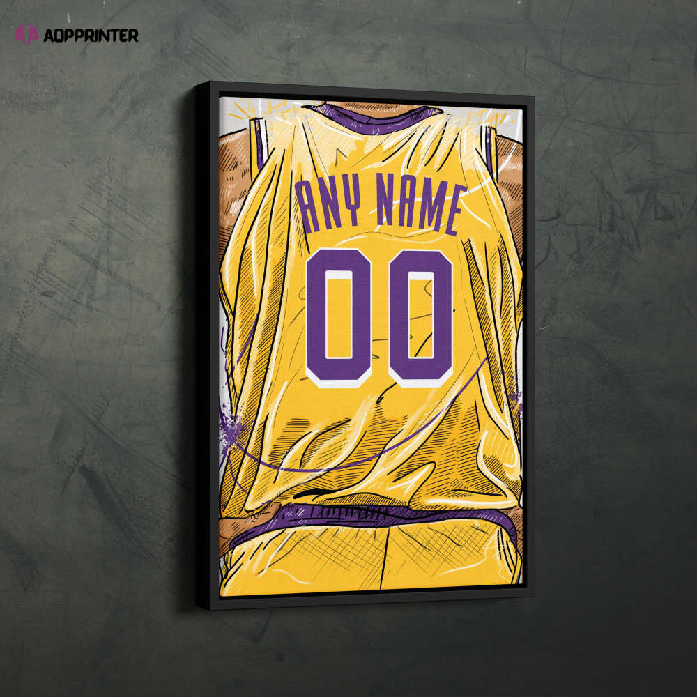 Los Angeles Lakers Jersey Personalized Jersey NBA Custom Name and Number Canvas Wall Art Home Decor Framed Poster Man Cave Gift