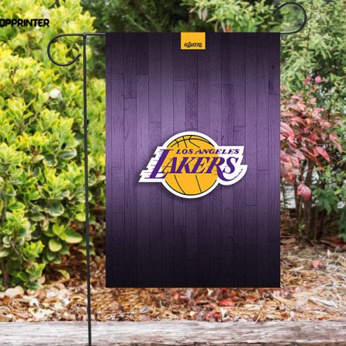 Los Angeles Lakers Wooden v3 Double Sided Printing   Garden Flag Home Decor Gifts