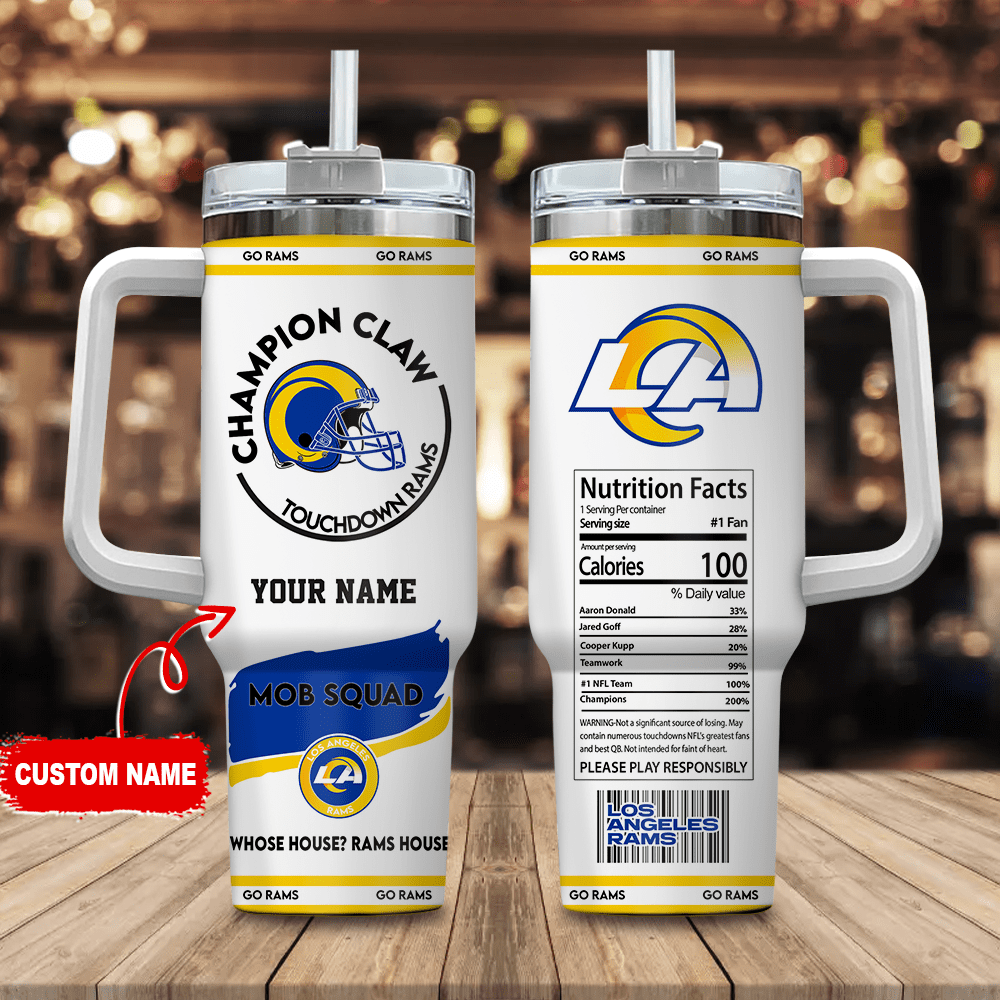 Los Angeles Rams Champion Claw NFL Personalized Stanley Tumbler 40Oz Gift for Fans