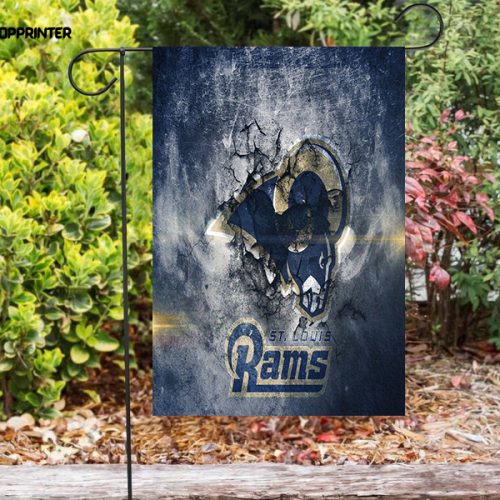 Los Angeles Rams Crack Navy Wall Double Sided Printing   Garden Flag Home Decor Gifts