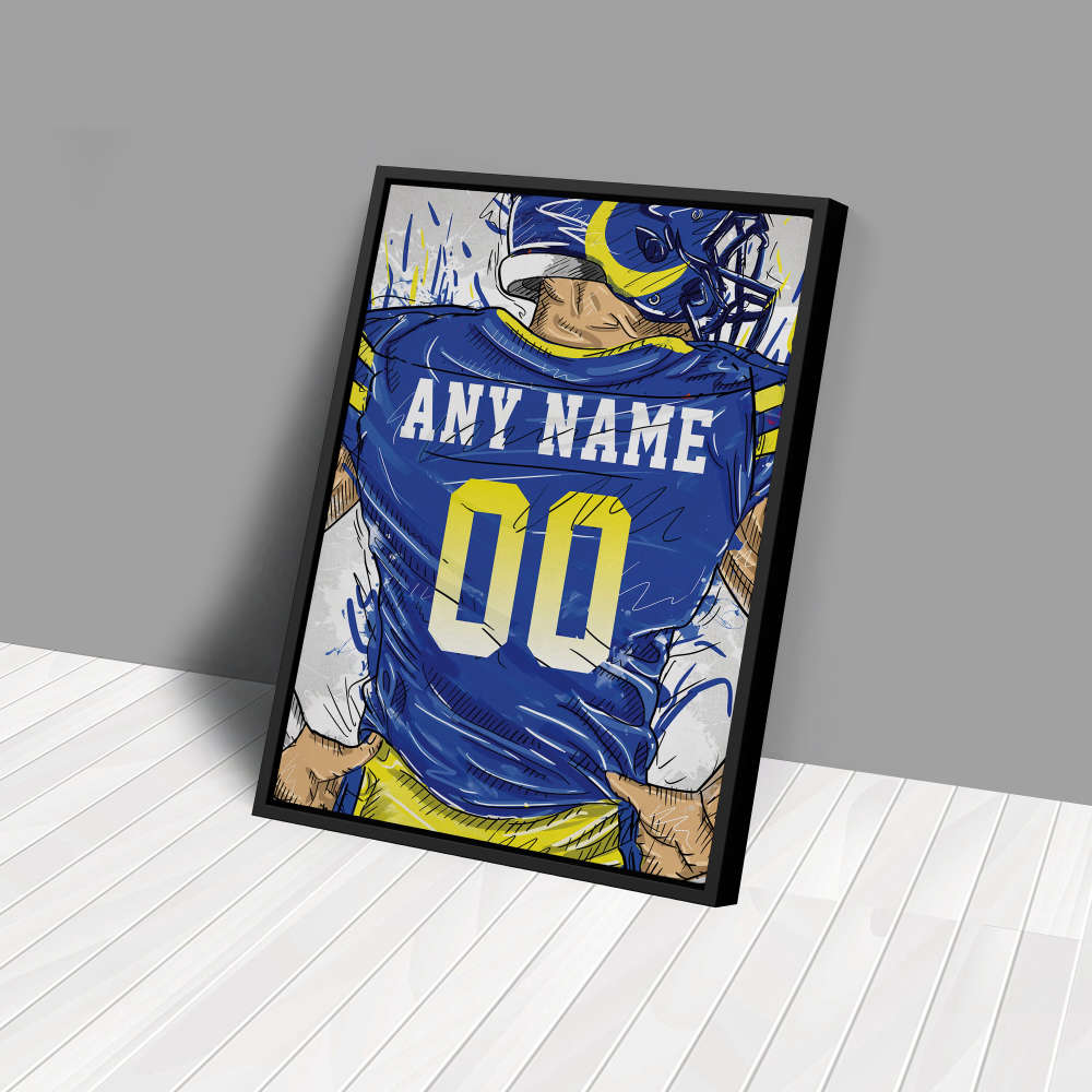 Los Angeles Rams Jersey Personalized Jersey NFL Custom Name and Number Canvas Wall Art Home Decor Framed Poster Man Cave Gift