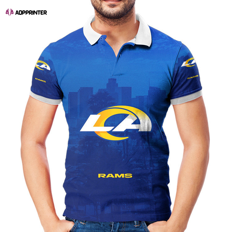 Los Angeles Rams LA City Blue 3D Gift for Fans Polo Shirt