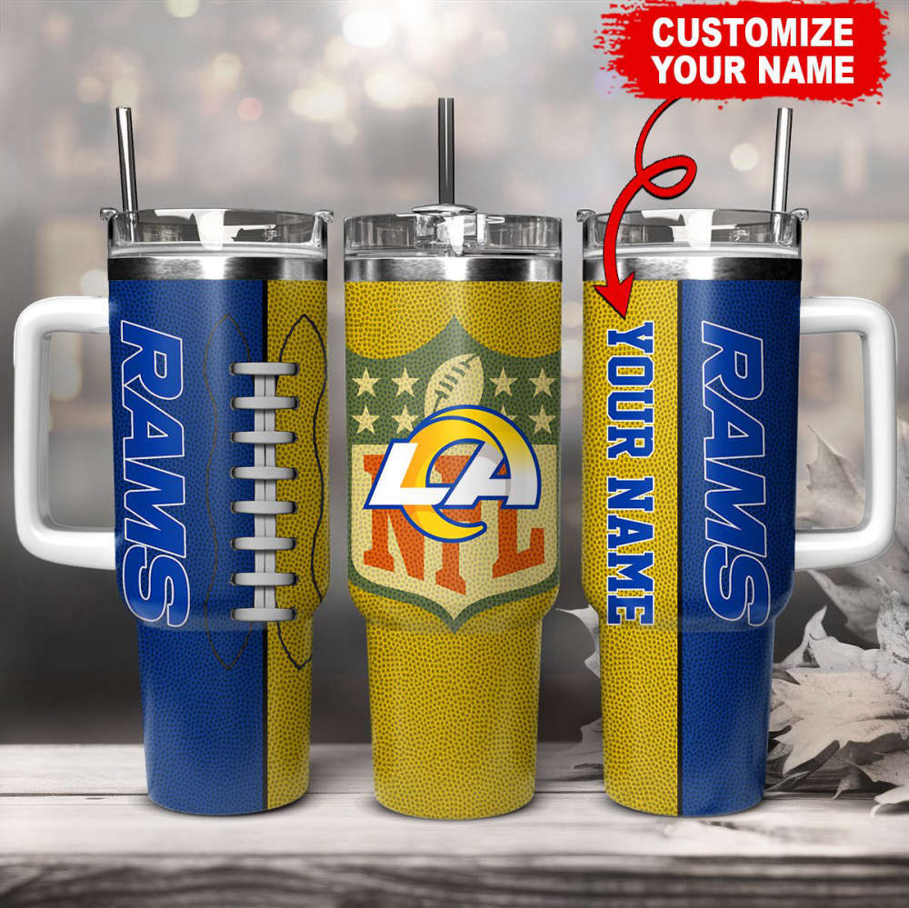 Los Angeles Rams NFL Football Custom Name 40oz Stanley Tumbler Gift for Fans