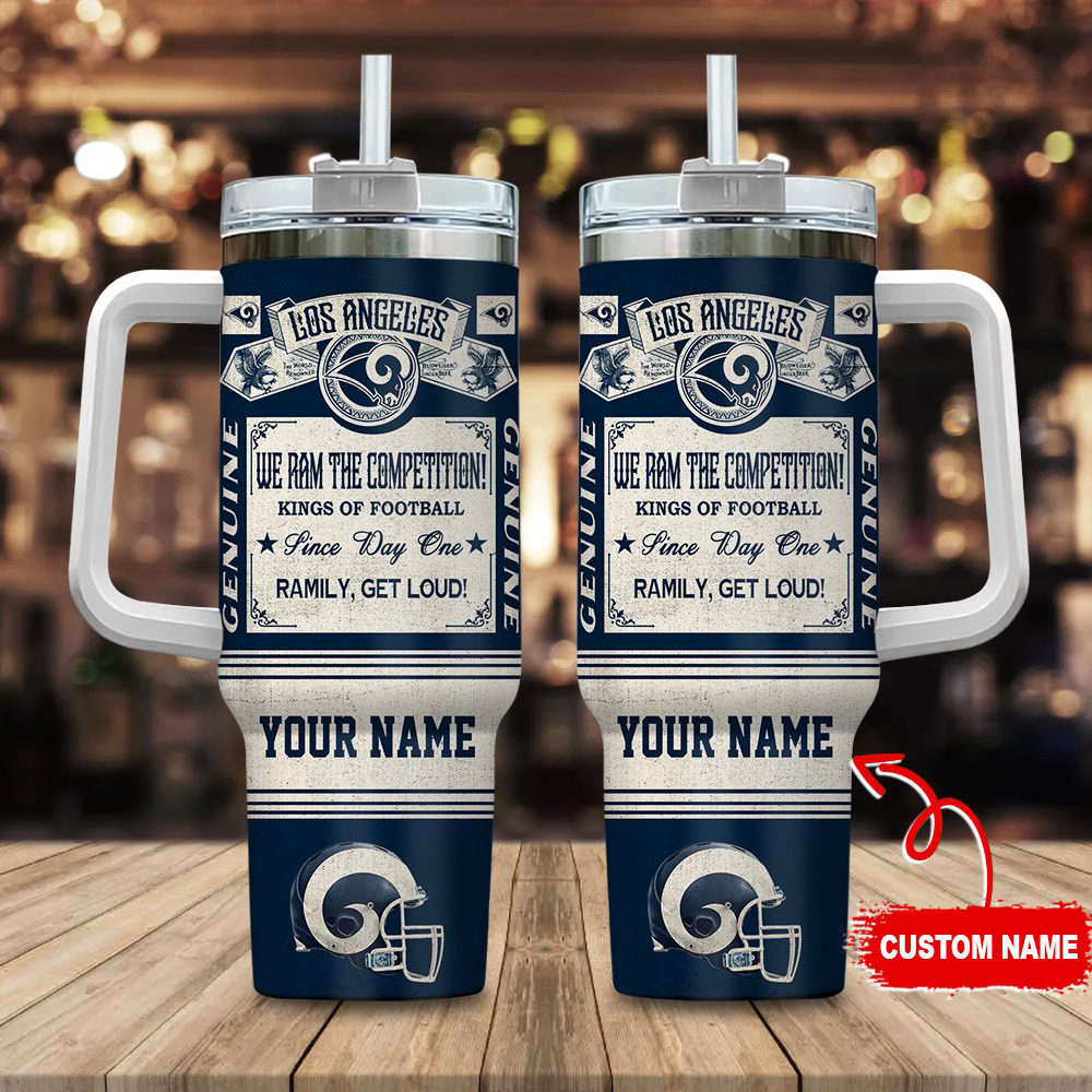 Los Angeles Rams NFL Vintage King Of Football Custom Name 40oz Stanley Tumbler Gift for Fans