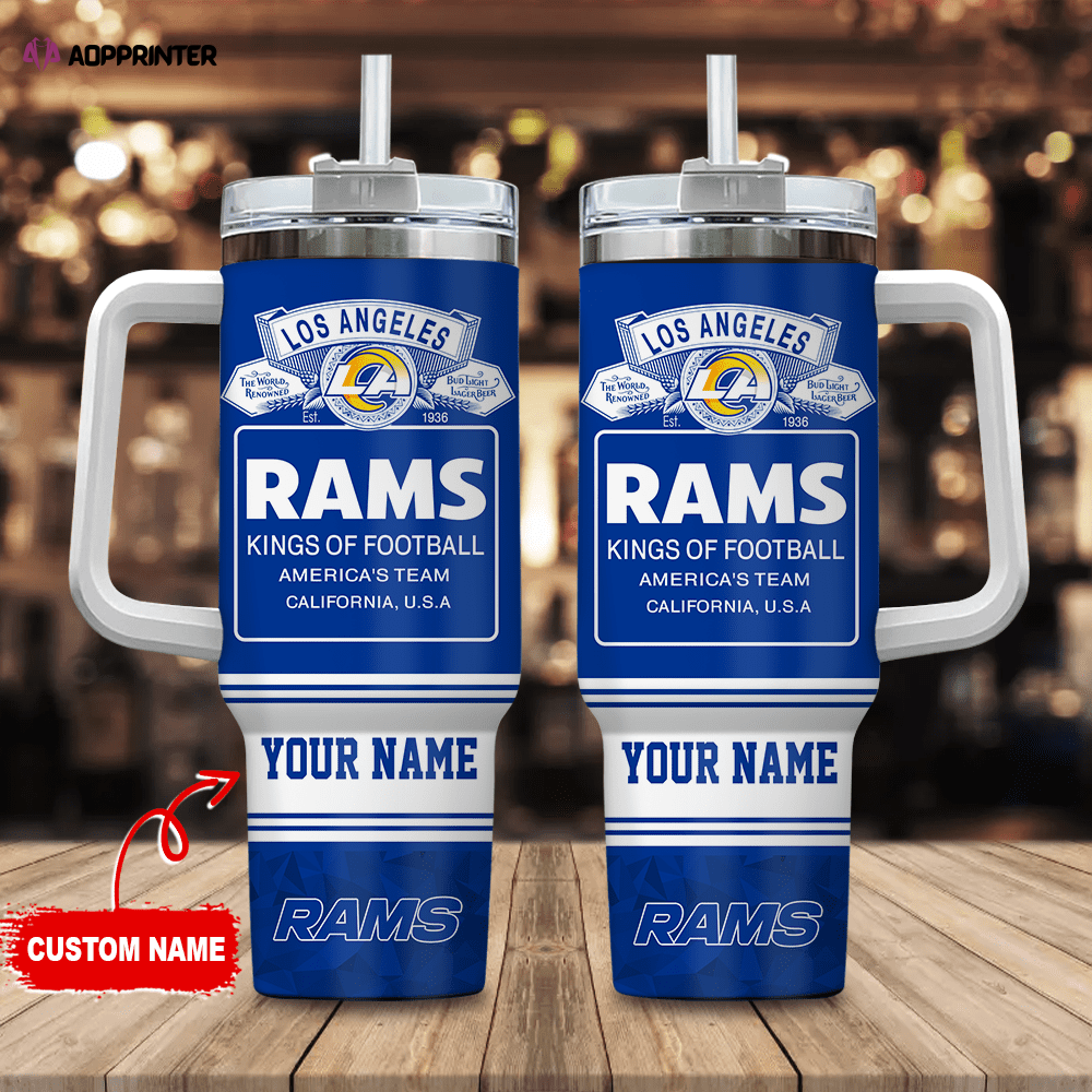 Los Angeles Rams Personalized NFL Bud Light 40oz Stanley Tumbler Gift for Fans