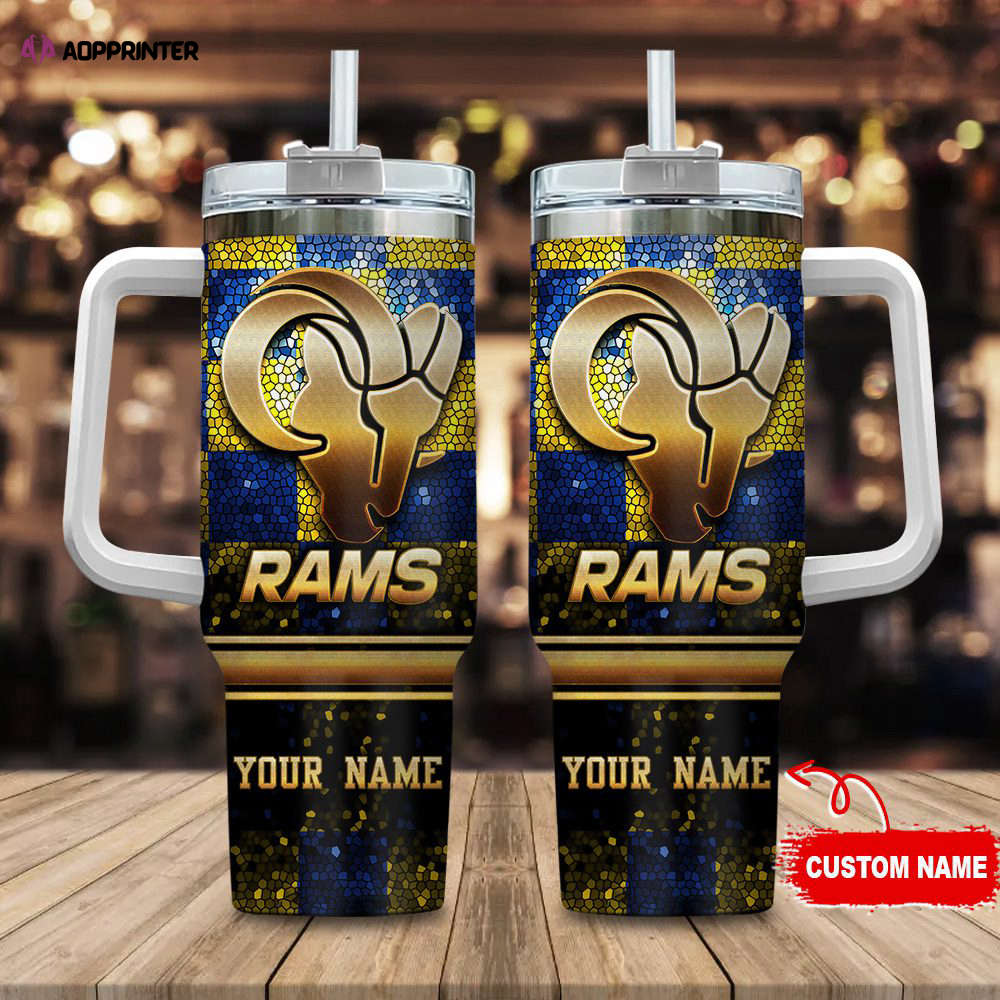 Los Angeles Rams Personalized NFL Glitter 40oz Stanley Tumbler Gift for Fans