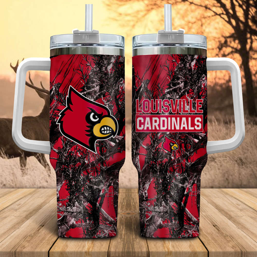 Louisville Cardinals NCAA Hunting Personalized Stanley Tumbler 40oz Gift for Fans