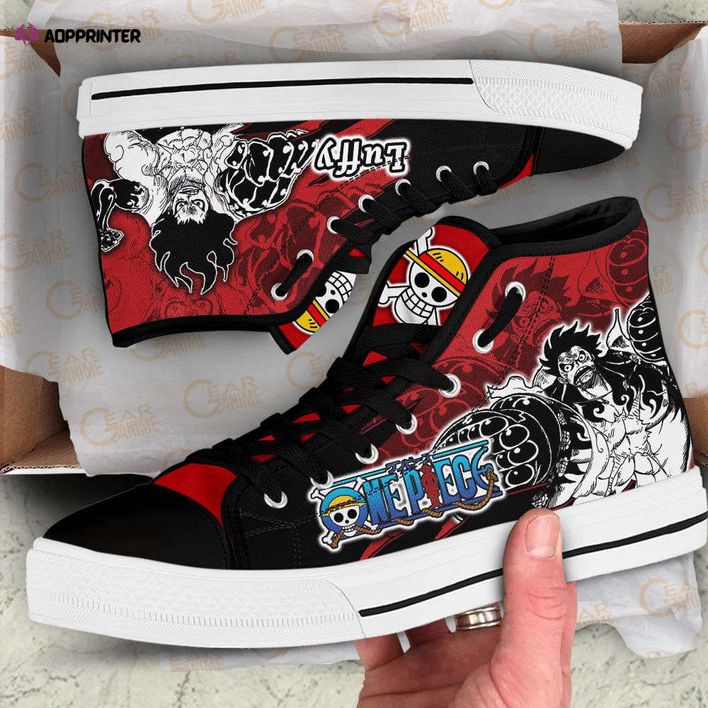 Luffy Gear High Top Shoes Mix Manga For Fans One Piece Anime