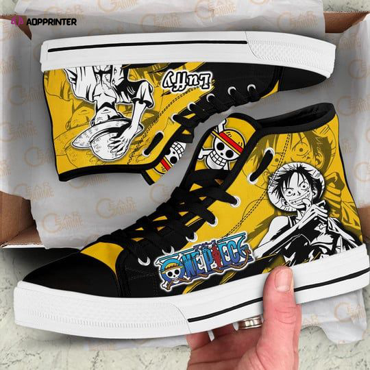 Luffy High Top Shoes Mix Manga For Fans One Piece Anime