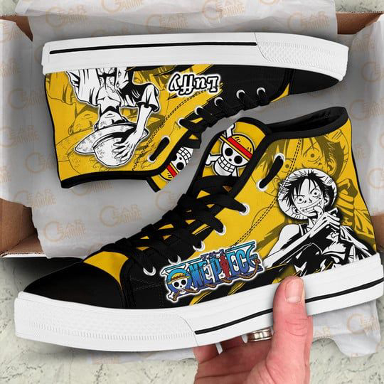 Luffy High Top Shoes Mix Manga For Fans One Piece Anime