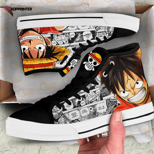 Luffy High Top Shoes Mix Manga For Fans One Piece Anime