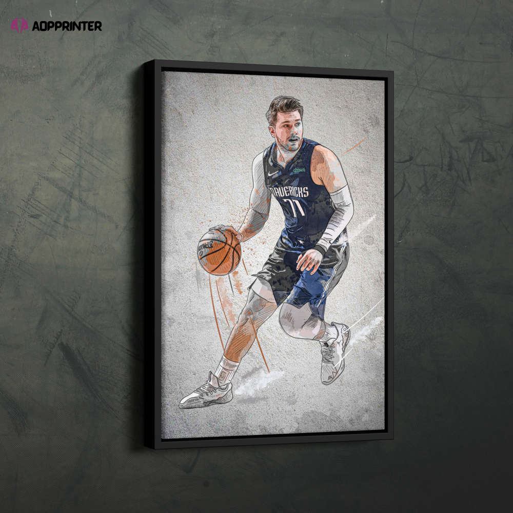 Luka Doncic Poster Dallas Mavericks NBA Framed Wall Art Home Decor Canvas Print Artwork