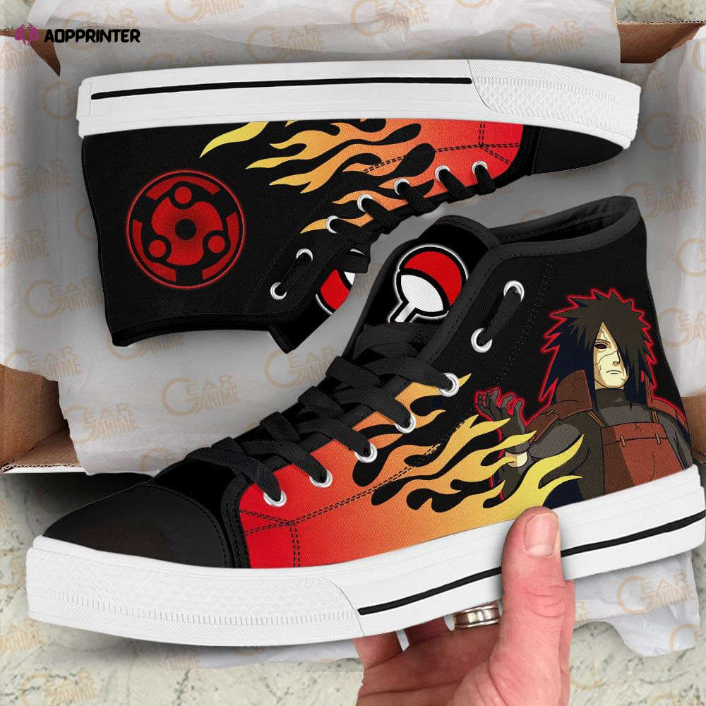 Madara Uchiha Flame Style High Top Shoes Custom Naruto Anime For Fans