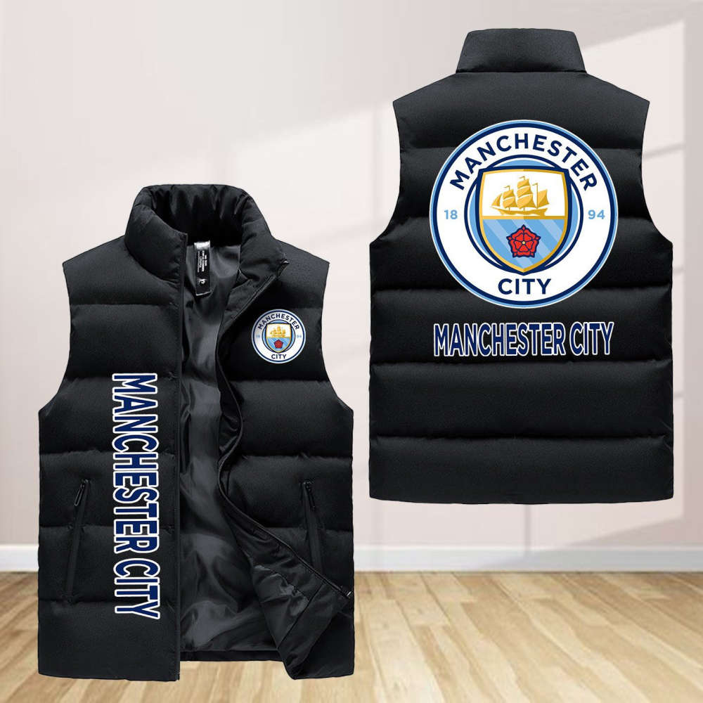 Manchester City F.C Sleeveless Puffer Jacket Custom For Fans Gifts