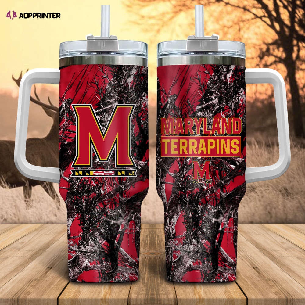 Maryland Terrapins NCAA Hunting Personalized Stanley Tumbler 40oz Gift for Fans