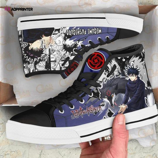 Megumi Fushiguro Custom Canvas High Top Shoes For Fans Jujutsu Kaisen Anime