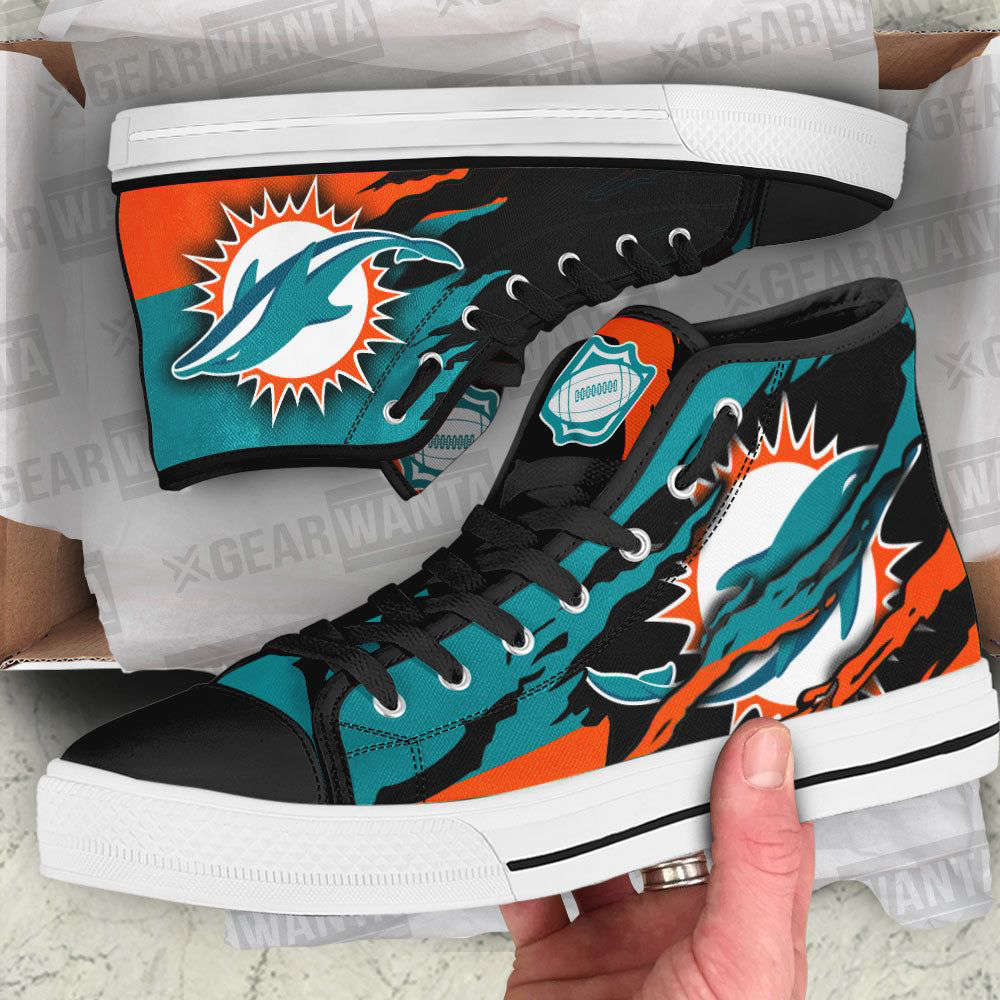 Miami Dolphins Custom Canvas High Top Shoes