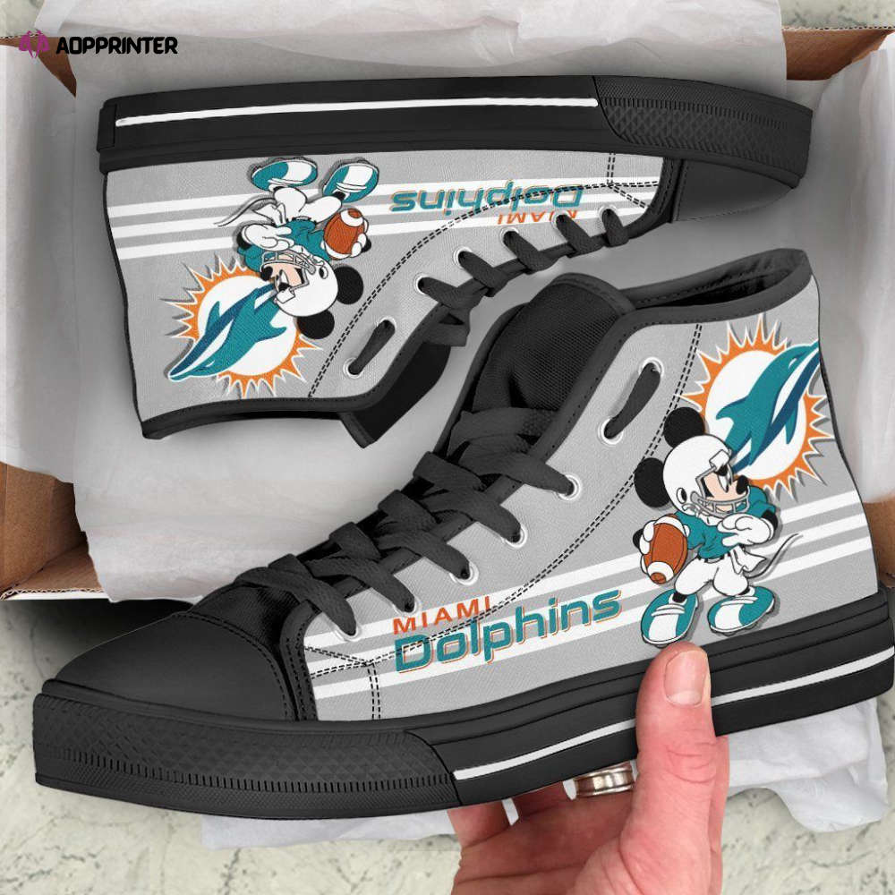 Miami Dolphins High Top Canvas Mickey Shoes Custom For Fans