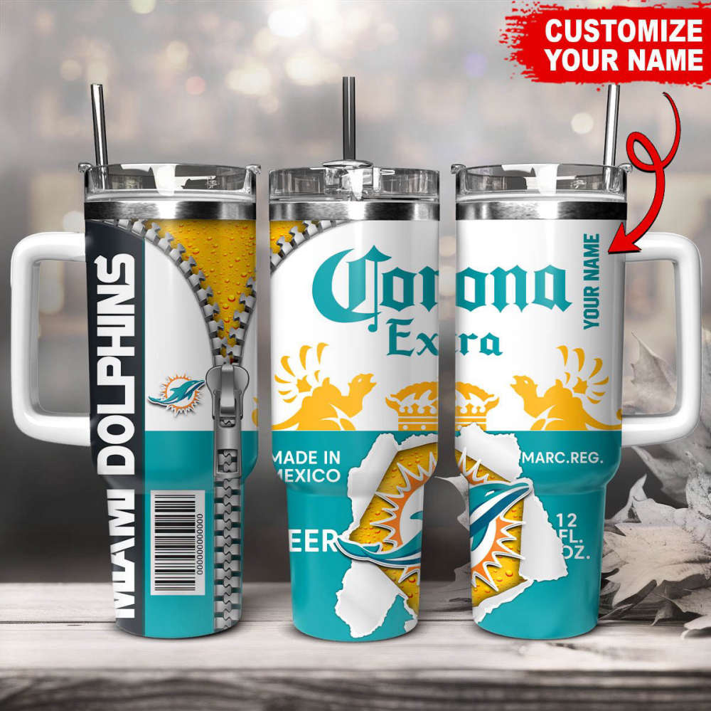 Miami Dolphins NFL Corona Extra Personalized Stanley Tumbler 40Oz Gift for Fans