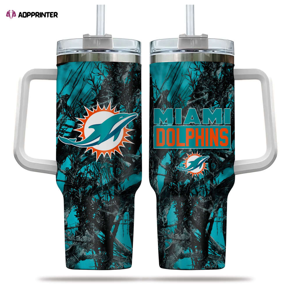 Miami Dolphins NFL Hunting Personalized Stanley Tumbler 40oz Gift for Fans