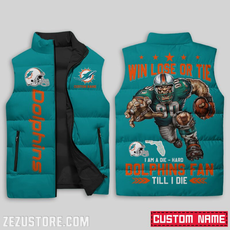 Miami Dolphins NFL Sleeveless Puffer Jacket Custom For Fans Gifts