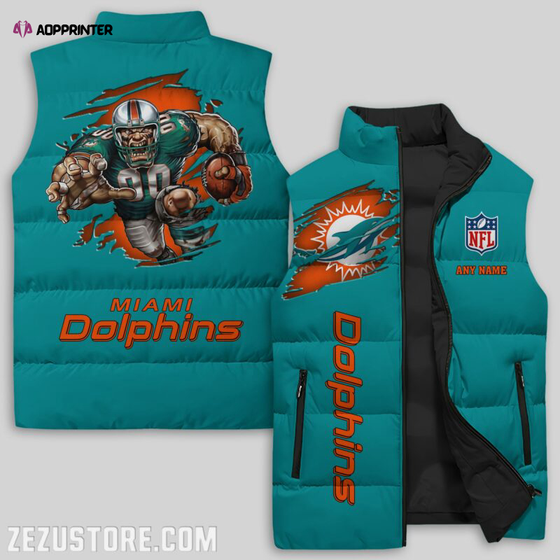 Miami Dolphins NFL Sleeveless Puffer Jacket Custom For Fans Gifts