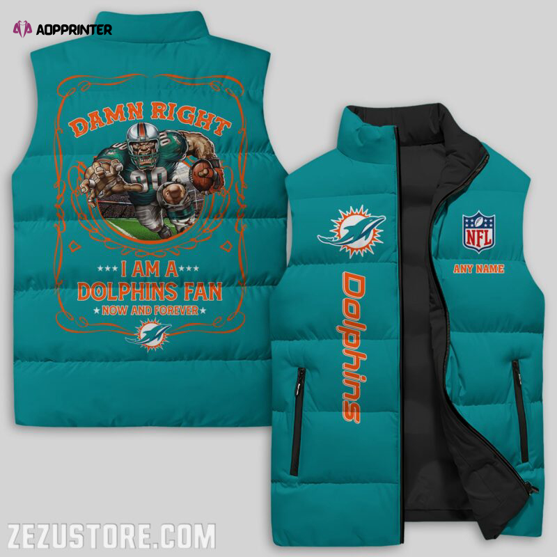 Miami Dolphins NFL Sleeveless Puffer Jacket Custom For Fans Gifts