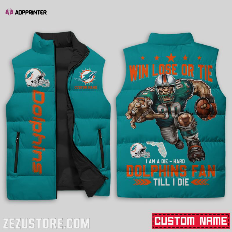 Miami Dolphins NFL Sleeveless Puffer Jacket Custom For Fans Gifts