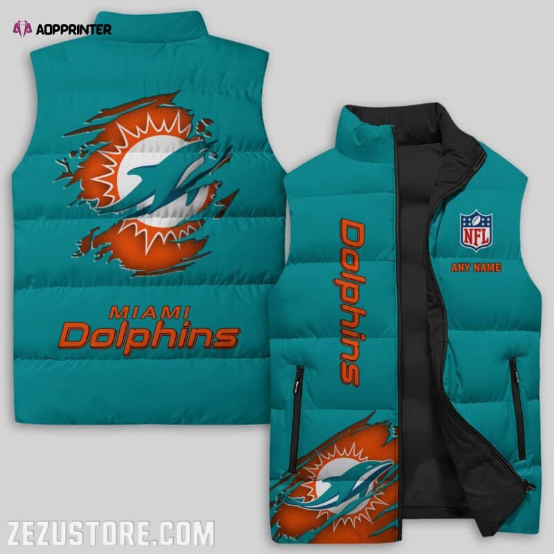 Miami Dolphins NFL Sleeveless Puffer Jacket Custom For Fans Gifts