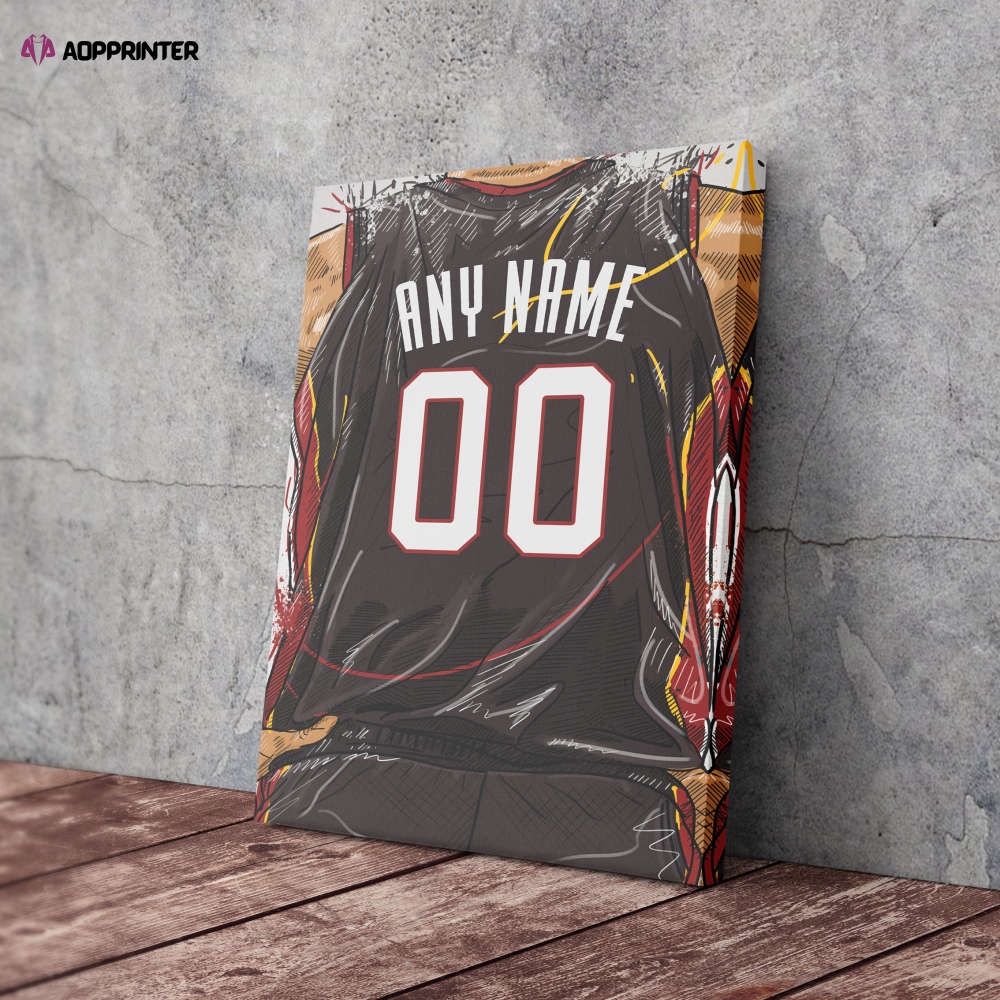 Miami Heat Jersey Personalized Jersey NBA Custom Name and Number Canvas Wall Art Home Decor Man Cave Gift