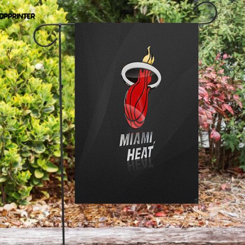 Miami Heat Metal Black1 Double Sided Printing   Garden Flag Home Decor Gifts